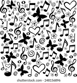 seamless pattern wallpaper of musical notes. Vector Illustration