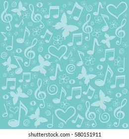 Seamless pattern wallpaper of musical notes. Vector illustration