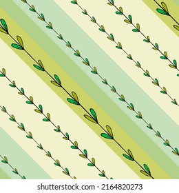 Seamless pattern for wallpaper, pastel linen, wrapping. Vertical stripes with hand-drawn doodle elements, vector illustration, outline background. Design textile, scarfs, hijab.