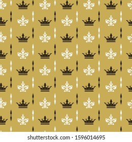 Seamless pattern wallpaper with Royal crowns. Background image. Vector. Eps10.