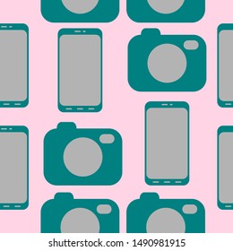 Seamless pattern wallpaper of smartphone and camera
