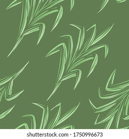 seamless pattern wallpaper of tropical summer palm leaves on dark green background