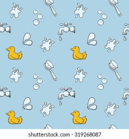 Seamless pattern of washroom objects, vector illustration
