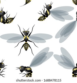 
seamless pattern with wasp in carton style. suitable for printing on fabric or wallpaper