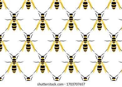 Seamless pattern with wasp. Fashionable vector background. Perfect for children's clothing, fabric, textiles, children's jewelry, wrapping paper. Vector illustration. EPS 10.