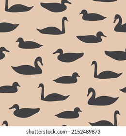 seamless pattern of water birds (swan, duck, coot), great for wrapping, textile, wallpaper- vector illustration