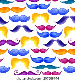 seamless pattern from water color moustaches