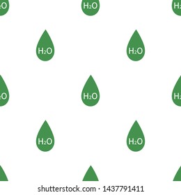 Seamless pattern with water drop icon. Green ecological sign. Protect planet. Vector illustration for design, web, wrapping paper, fabric, wallpaper.