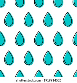 Patrón sin foco con símbolo de gota de agua. Icono de la línea del logotipo abstracto con relleno azul. Diseño ecológico, ambiental, médico, químico, alimentario y petrolero sencillo y moderno, energía alternativa natural 