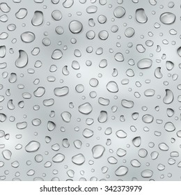 Seamless pattern of water droplets on the surface in gray colors