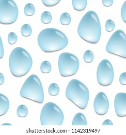 Seamless pattern with water drops, background with blue water spots, vector wallpaper