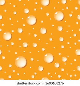 Seamless pattern of water drops on yellow surface