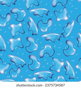 El patrón inexorable de agua cae sobre un fondo azul para los textiles y el embalaje. Ilustración del vector
