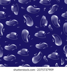 Seamless pattern of water drops on a dark background for textiles and packaging. Vector illustration