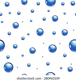 Seamless pattern with water drops. Transparent background.