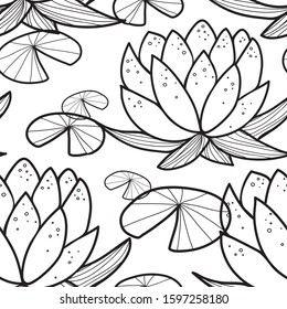 Seamless pattern - water lily outline