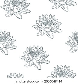 Seamless pattern with water lily. Vector background for wrapping paper and textile.