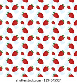 Seamless pattern with water and strawberry