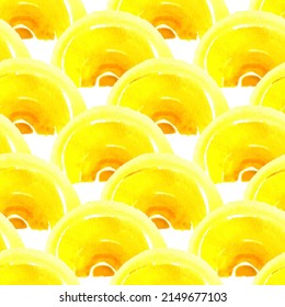 Seamless pattern of watercolor abstract shapes. Hand painted Yellow rainbow.
