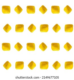 Patrón transparente de formas abstractas de acuarela. Rectángulos amarillos pintados a mano