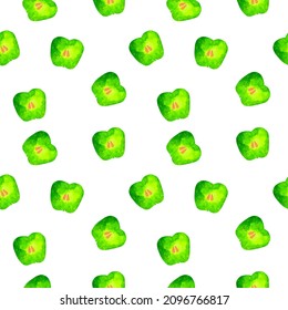 Patrón sin foco con manzana acuarela aislada sobre fondo blanco. Plantilla para postal, banner, afiche, diseño web. Ilustración vectorial dibujada a mano.