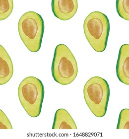 patrón transparente con aguacate acuarela