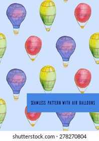 Seamless pattern with watercolor balloons