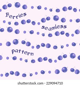 Seamless pattern with watercolor blueberry 