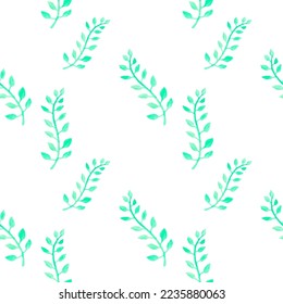 Patrón sin foco con ramas de acuarela, hojas. Para imprimir papel envolvente, papel pintado, embalaje, tela. Ilustración vectorial dibujada a mano.
