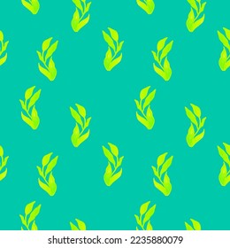 Seamless Pattern with watercolor branches, leaves. For printing wrapping paper, wallpaper, packaging, fabric. Hand Drawn vector illustration.