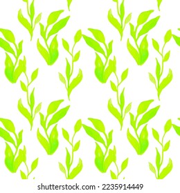 Seamless Pattern with watercolor branches, leaves. For printing wrapping paper, wallpaper, packaging, fabric. Hand Drawn vector illustration.