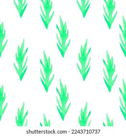 Seamless Pattern with watercolor branches, leaves. For printing wrapping paper, wallpaper, packaging, fabric. Hand Drawn vector illustration.