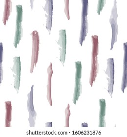 Seamless pattern with watercolor brush strokes on a white background. Gentle vector background. Textiles, paper, wallpaper.