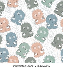 seamless pattern of watercolor bubbles and jellyfish on a purple background, hand drawing