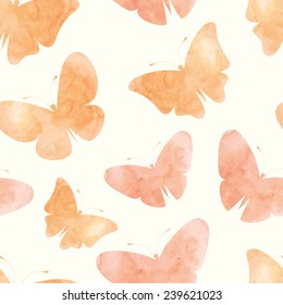 Seamless pattern of watercolor butterflies. Vector illustration, EPS 8.