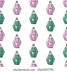 Seamless pattern with watercolor Christmas ornaments isolated on white background.