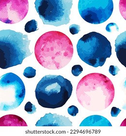 Seamless pattern of watercolor circles. Vector illustration