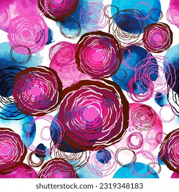 Seamless pattern of watercolor circles. Vector illustration