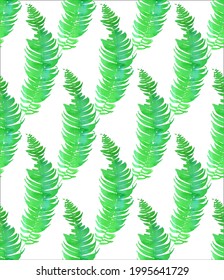 Seamless pattern of watercolor ferns. Vector illustration