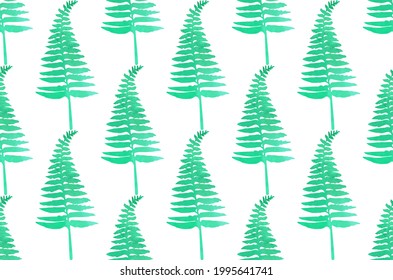 Seamless pattern of watercolor ferns. Vector illustration