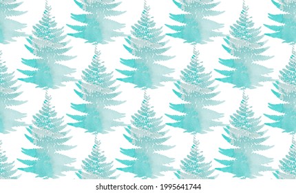 Seamless pattern of watercolor ferns. Vector illustration