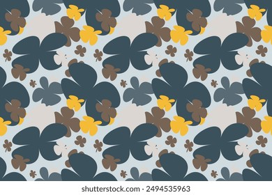 Seamless Pattern With Watercolor Flower Bouquet Vintage 70s Style Flower Background Illustration. Colorful Pastel Color Groovy Artwork Bundle, Y2k Nature Backgrounds With Spring Plants.