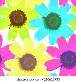 seamless pattern watercolor flower chamomile