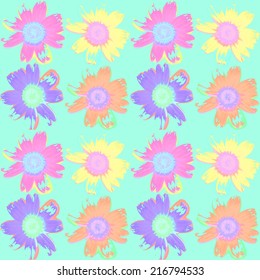 seamless pattern watercolor flower chamomile