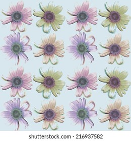seamless pattern watercolor flower chamomile