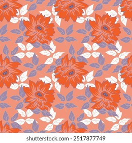 seamless pattern watercolor flower pattern on background