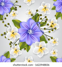 Seamless pattern with watercolor flowers.