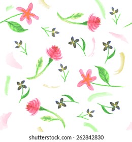 Seamless pattern: watercolor flowers