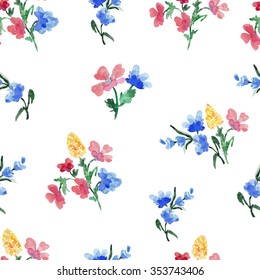 Seamless pattern with watercolor flowers
