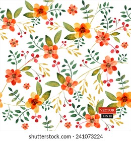 seamless pattern with watercolor flowers for countryside theme